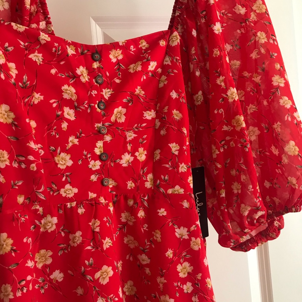 NWT Red Floral LuLu's Flowing Mini Dress